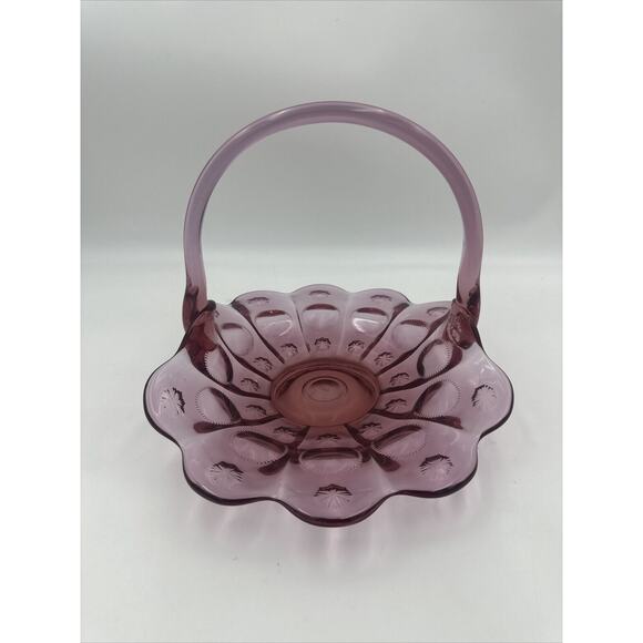 Fenton Other - Vintage FENTON Crystal Reverse Stars And Sun, Handled Basket. 1920 Retired.